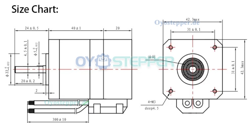 CASUN NEMA17 Wasserdichter koaxialer Schrittmotor in Mehrlagenbauweise IP67 400mNm 1,8&deg; 12V 1,68A 2 Phasen
